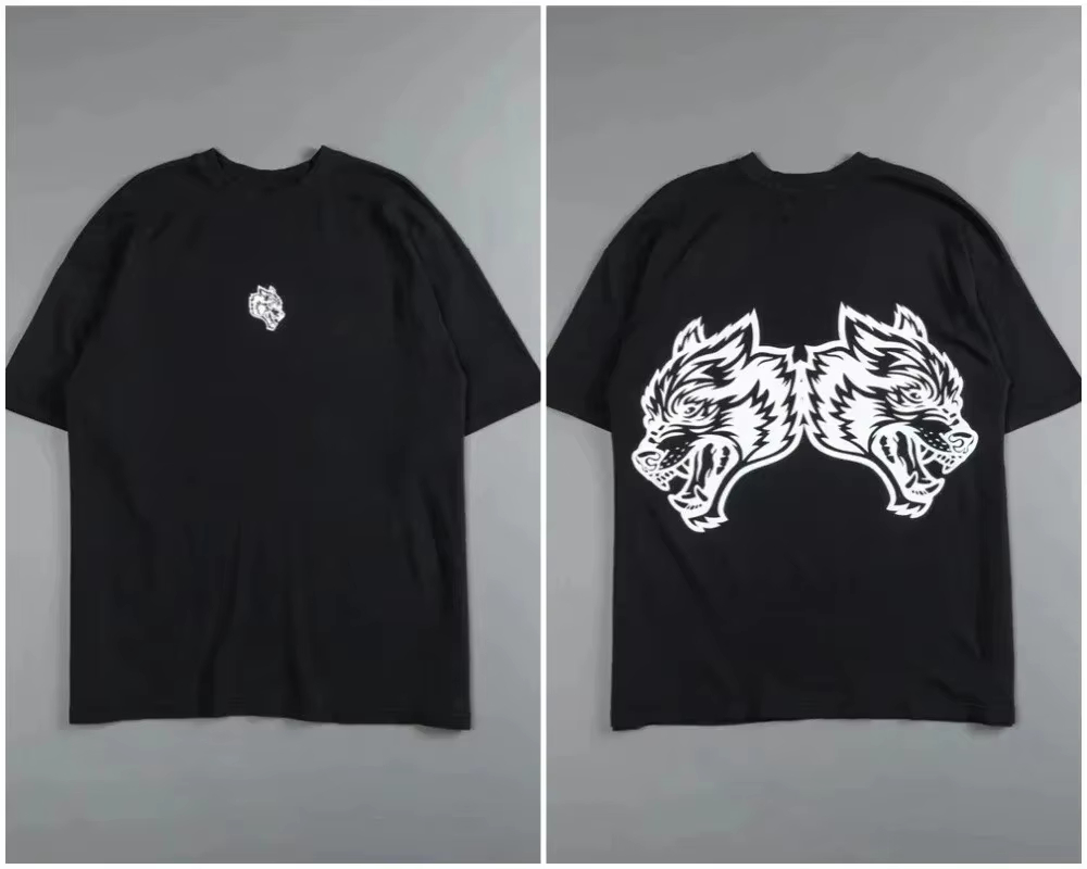 Streetwear Brand Graphics - 레트로 블랙 울프 헤드 하이엔드 피트니스