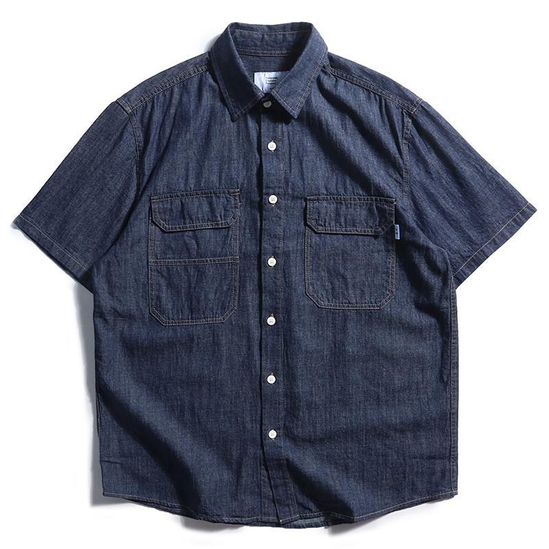 Streetwear Brand Japan - 레트로 일본식 루즈핏 남성 데님 셔츠