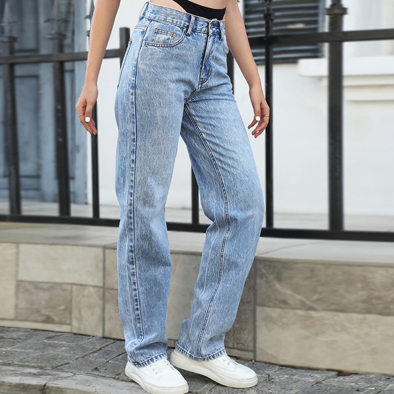 가짜 투피스 스티치 스트레이트 청바지 여성 데님 바지  - Streetwear Outfit Brand 리뷰 및 가격